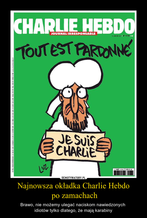 Najnowsza okładka Charlie Hebdo
 po zamachach