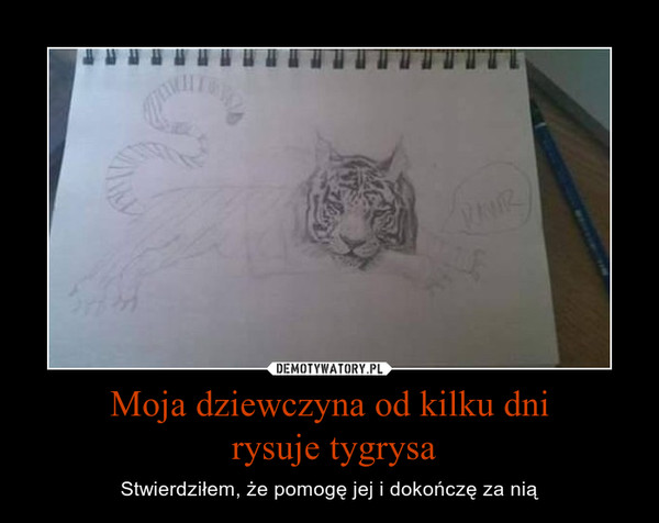 Moja dziewczyna od kilku dni
 rysuje tygrysa