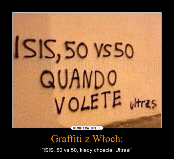 Graffiti z Włoch: – "ISIS, 50 vs 50, kiedy chcecie. Ultrasi" 