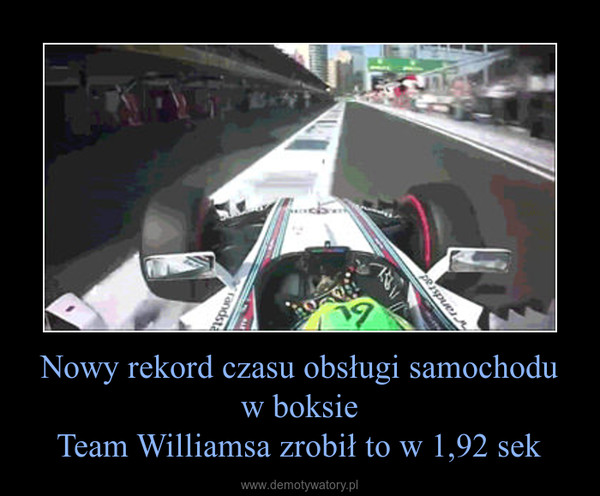 Nowy rekord czasu obsługi samochodu w boksieTeam Williamsa zrobił to w 1,92 sek –  
