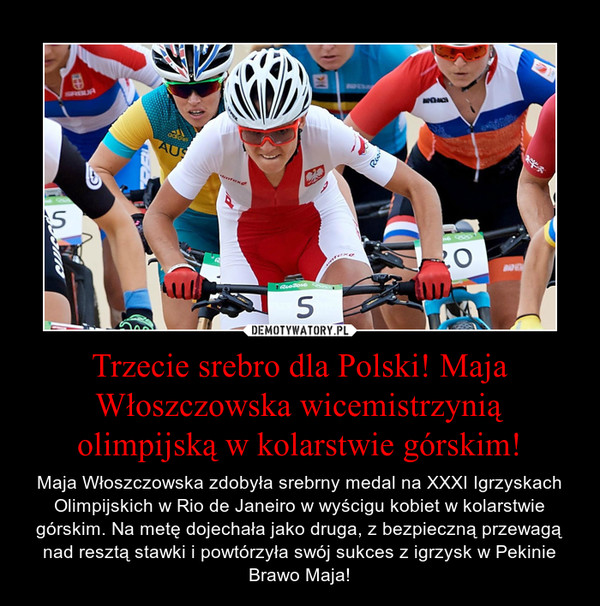Trzecie srebro dla Polski! Maja Włoszczowska wicemistrzynią olimpijską w kolarstwie górskim!