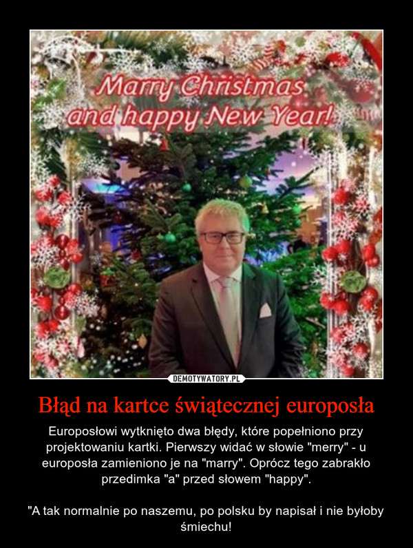Błąd na kartce świątecznej europosła