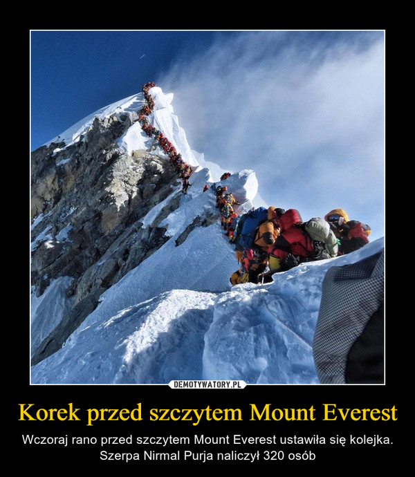 Korek przed szczytem Mount Everest