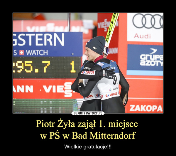 Piotr Żyła zajął 1. miejsce w PŚ w Bad Mitterndorf – Wielkie gratulacje!!! 