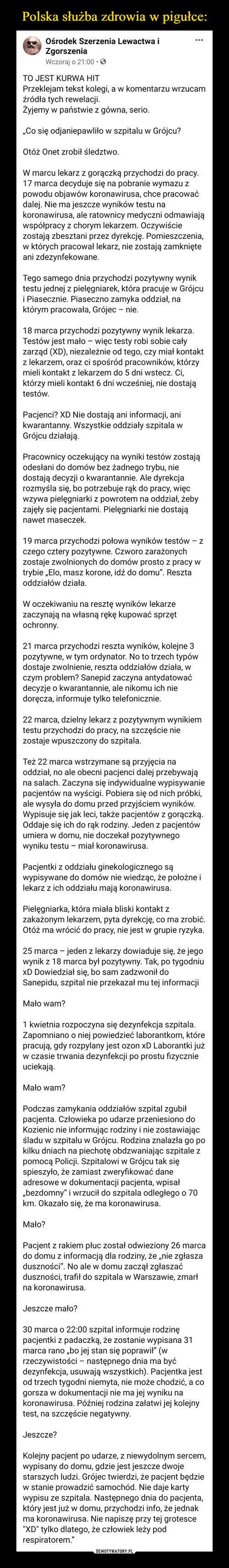 Polska służba zdrowia w pigułce: