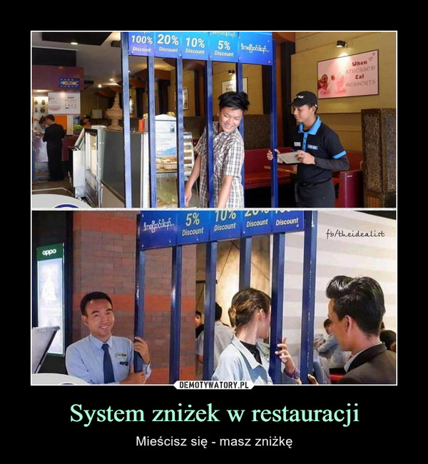 System zniżek w restauracji – Mieścisz się - masz zniżkę 