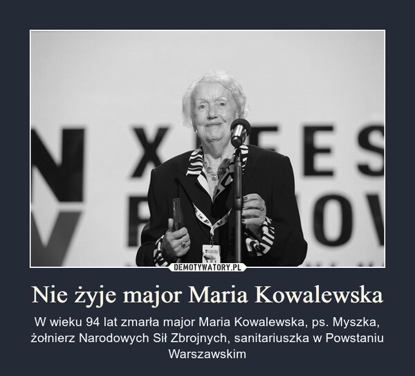 Nie żyje major Maria Kowalewska