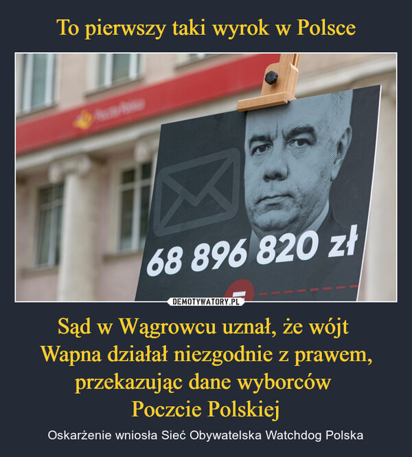 Sąd w Wągrowcu uznał, że wójt Wapna działał niezgodnie z prawem, przekazując dane wyborców Poczcie Polskiej – Oskarżenie wniosła Sieć Obywatelska Watchdog Polska 