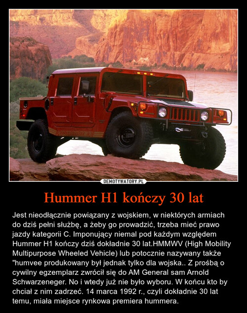 Hummer H1 kończy 30 lat