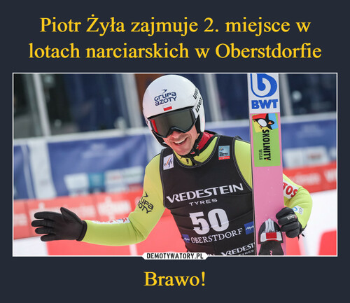 Piotr Żyła zajmuje 2. miejsce w lotach narciarskich w Oberstdorfie Brawo!