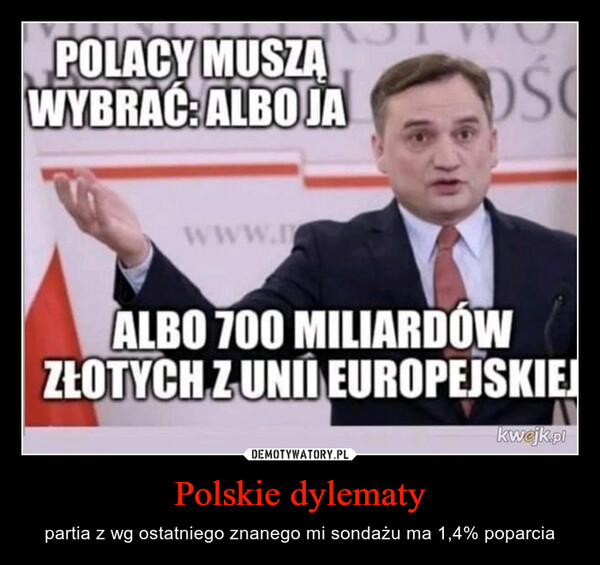 Polskie dylematy – partia z wg ostatniego znanego mi sondażu ma 1,4% poparcia 