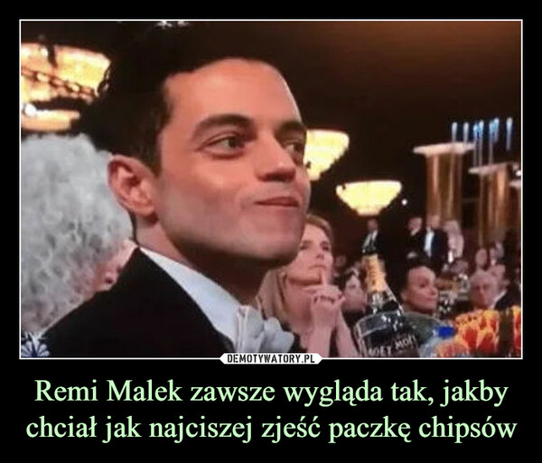 Remi Malek zawsze wygląda tak, jakby chciał jak najciszej zjeść paczkę chipsów –  