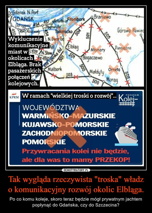 Tak wygląda rzeczywista "troska" władz o komunikacyjny rozwój okolic Elbląga.