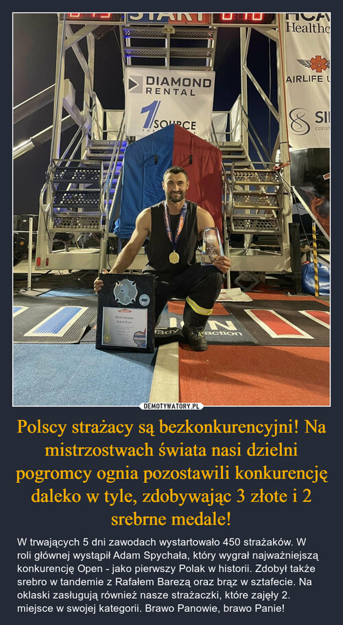 Polscy strażacy są bezkonkurencyjni! Na mistrzostwach świata nasi dzielni pogromcy ognia pozostawili konkurencję daleko w tyle, zdobywając 3 złote i 2 srebrne medale!