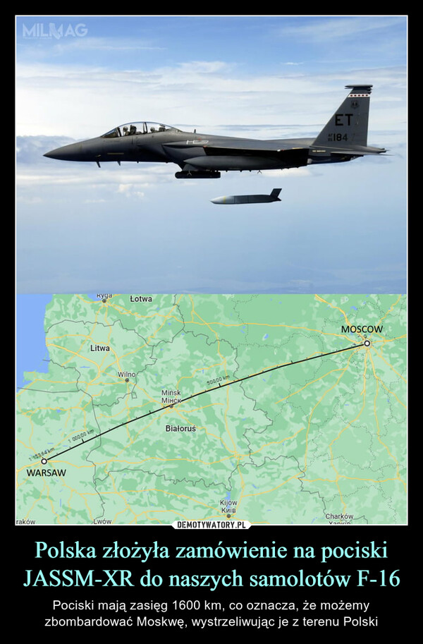 Polska złożyła zamówienie na pociski JASSM-XR do naszych samolotów F-16