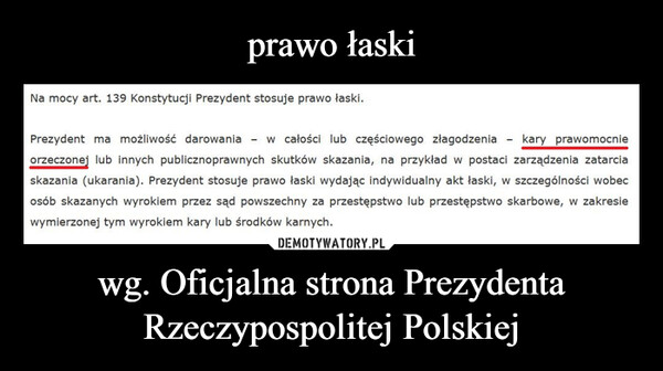 prawo łaski wg. Oficjalna strona Prezydenta Rzeczypospolitej Polskiej