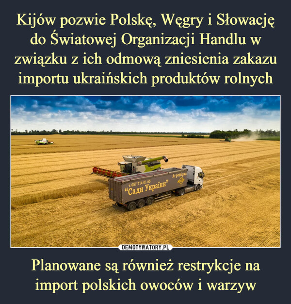 Planowane są również restrykcje na import polskich owoców i warzyw –  T.057-714-01-65"Сади України”Arpoφipa