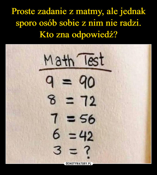  –  Math Test9 = 908 = 727 = 566=423 = ?